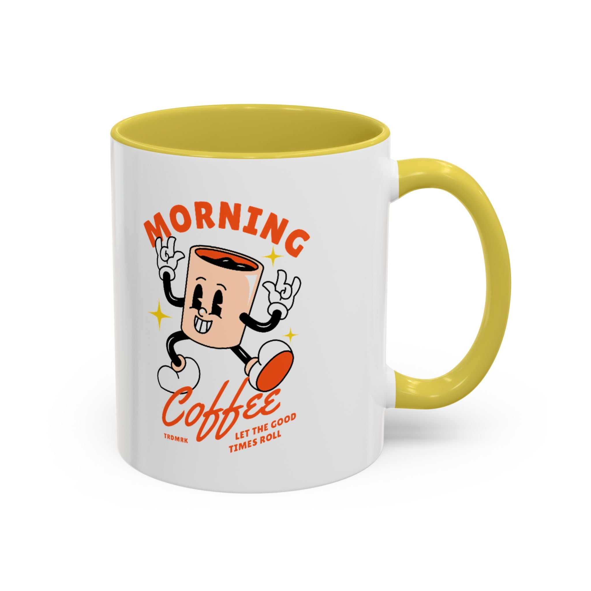 Morning Coffee Mug | Retro Cartoon Coffee Cup, Colorful Ceramic