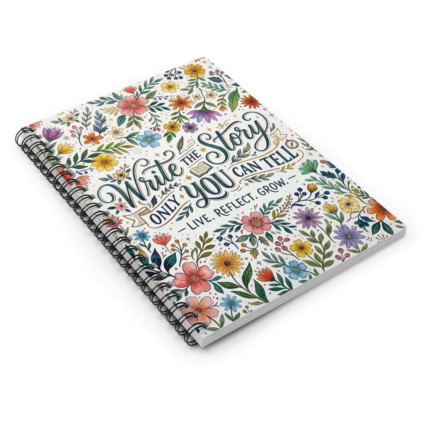 Growth Mindset Floral Quote Spiral Notebook | Ruled