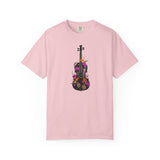 Floral Violin T-shirt | Botanical Music Instrument Tee