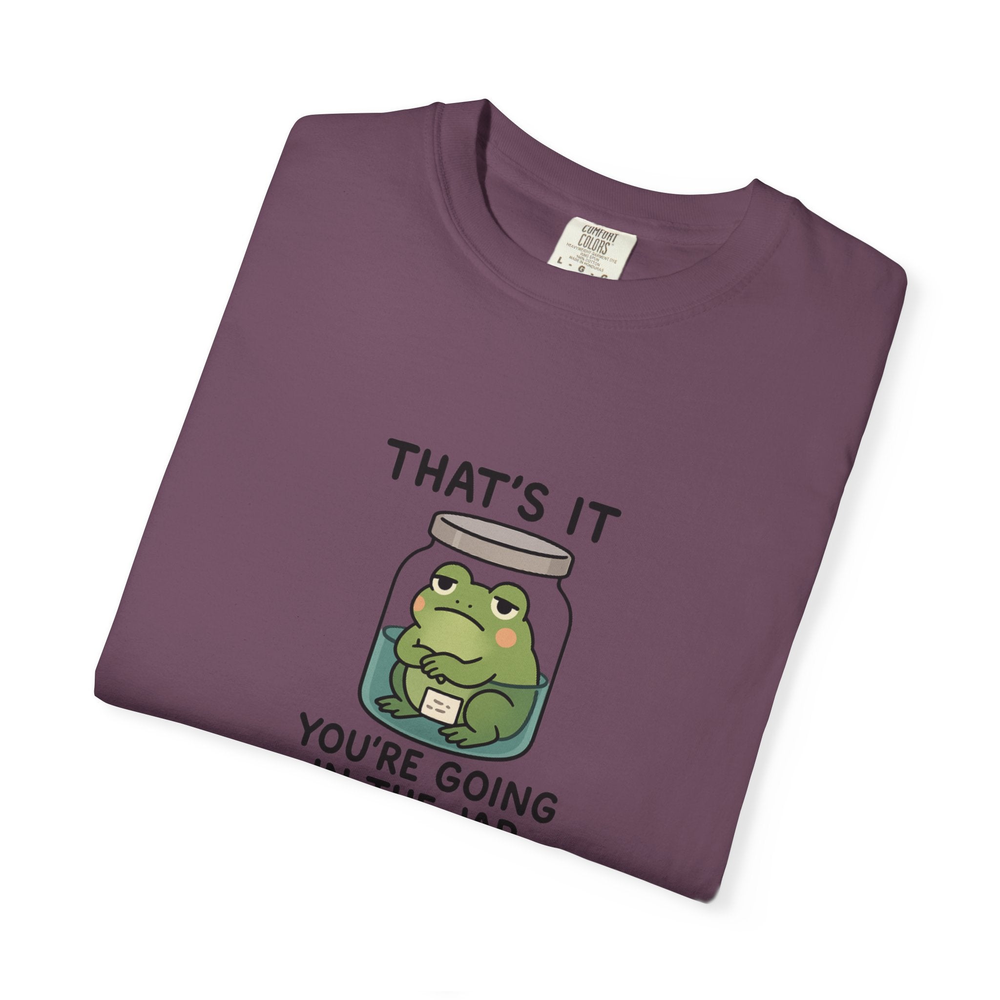Glass Jar Frog Illustration T-shirt | Frog in Water Jar