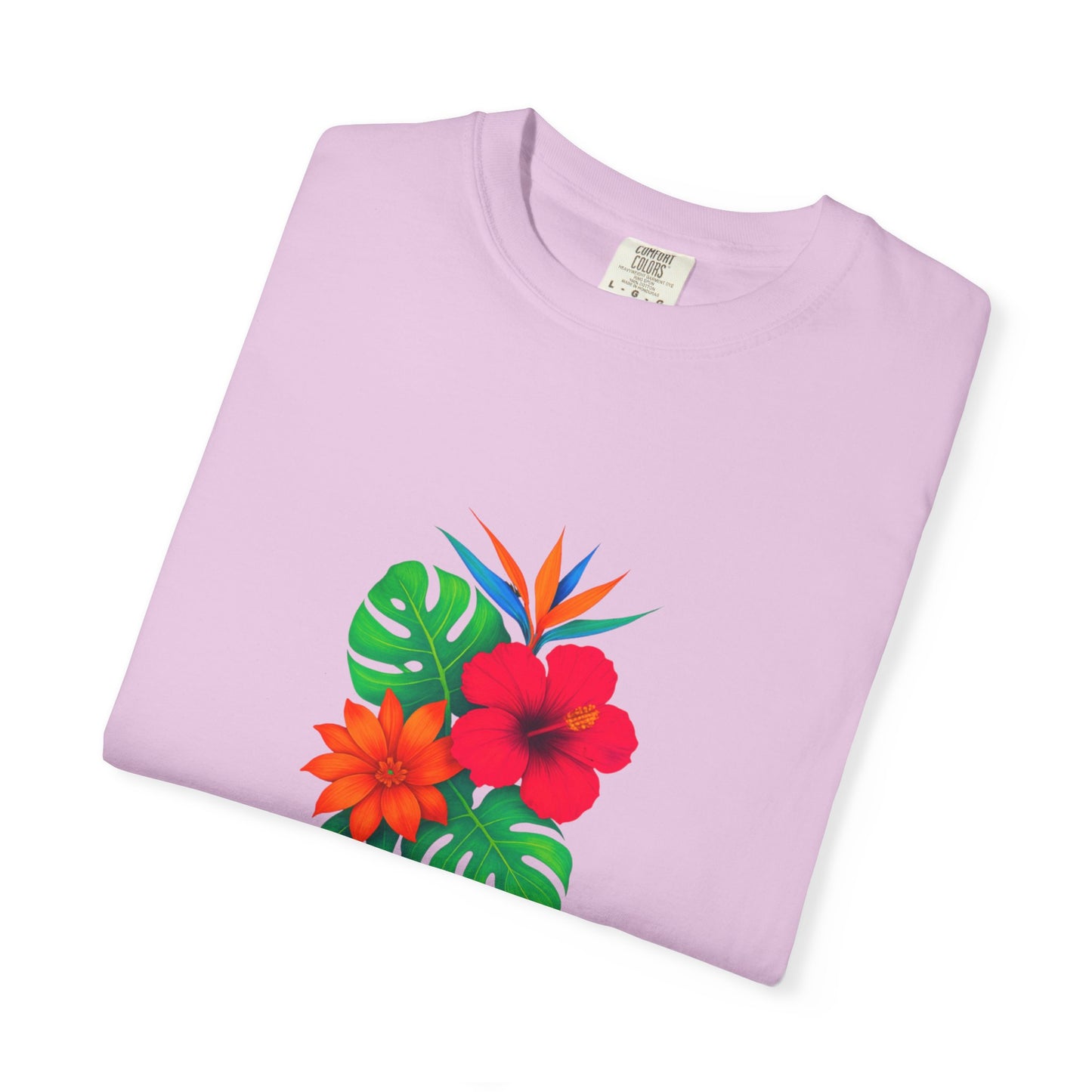 Tropical Hibiscus Floral Tee | Monstera Leaves, Bird of Paradise