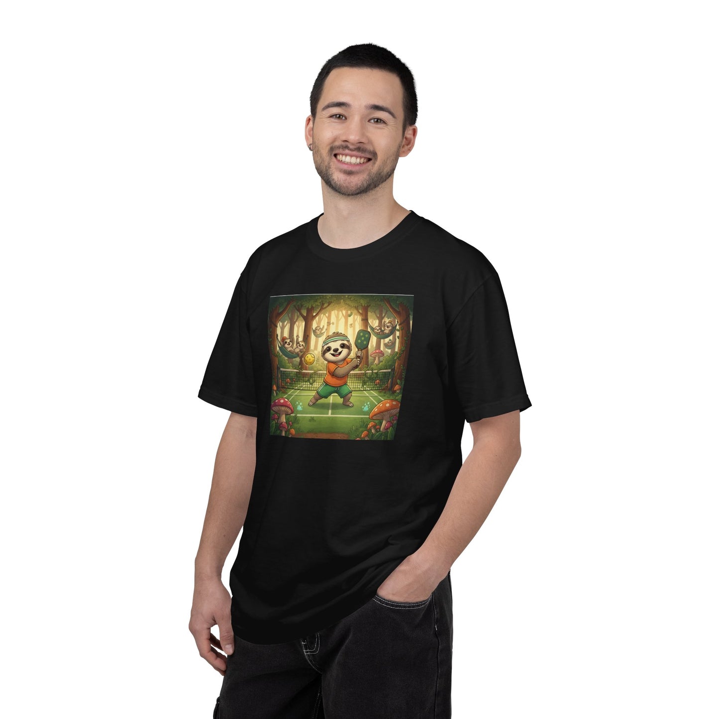 Sloth Pickleball Illustration T-shirt | Whimsical Forestcore Slow Living