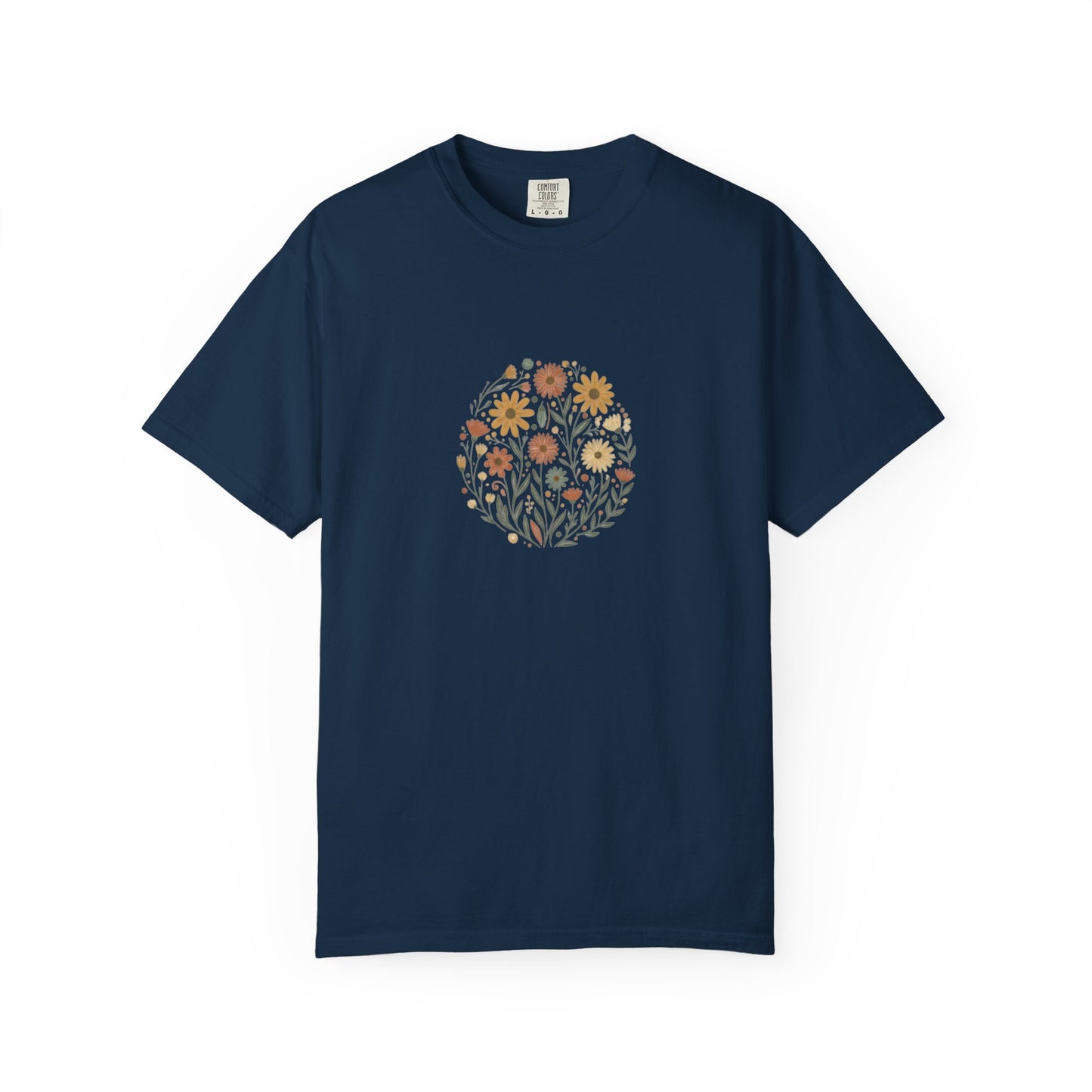 Autumn Wildflower Bouquet T-Shirt | Floral Circle Illustration