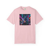 Neon Cyberpunk Capybara Cityscape T-Shirt | Futuristic Night Street Art
