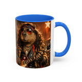 Rockstar Capybara with Guitar Mug | Color Accent Coffee Cup 11oz 15oz