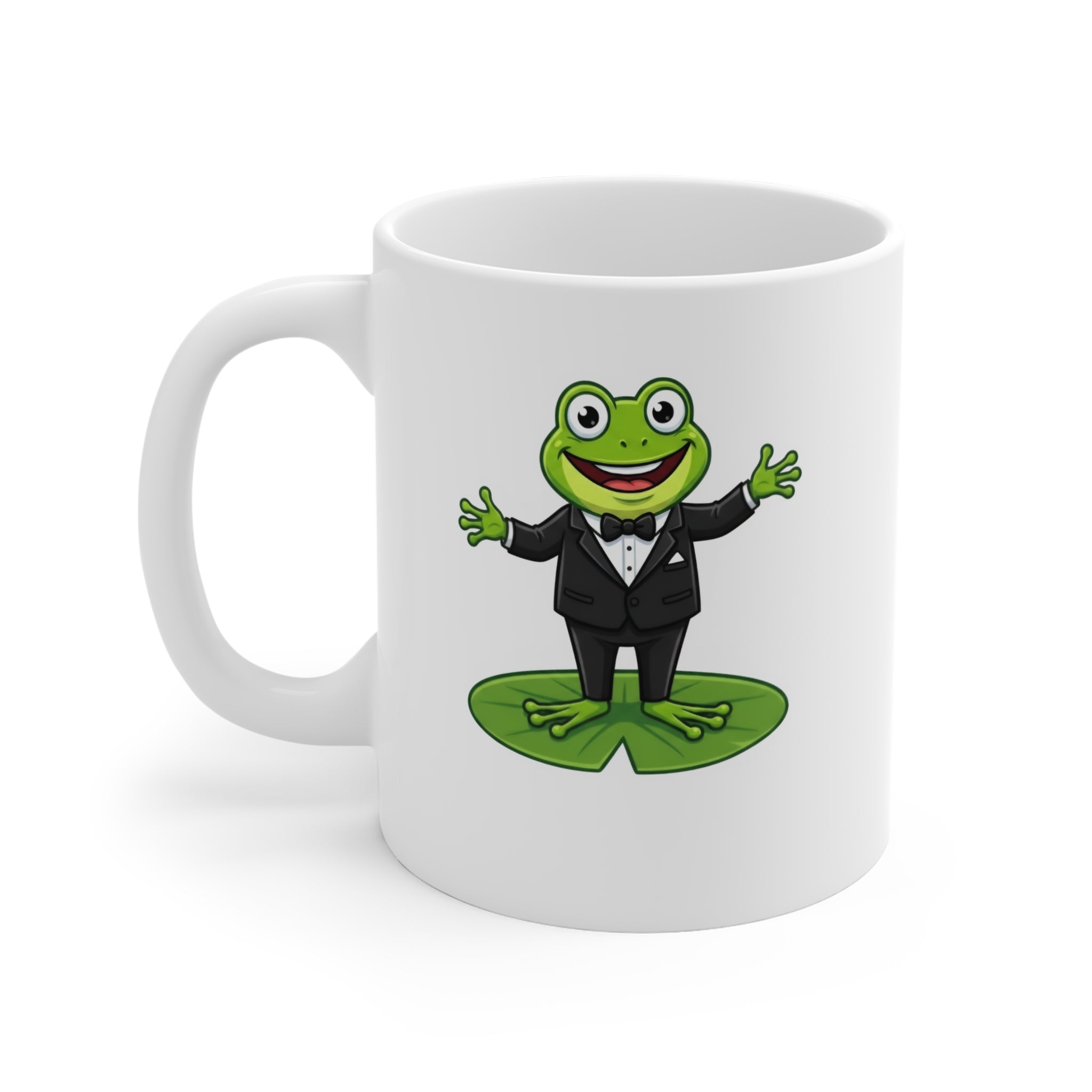 Frog in Tuxedo Mug | Cute Formal Frog on Lily Pad 11oz Ceramic