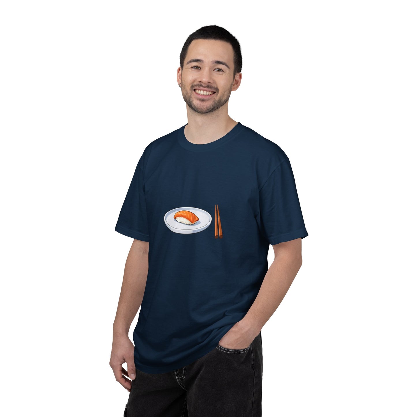 Salmon Nigiri Sushi plate with chopsticks T-shirt | sushi tee