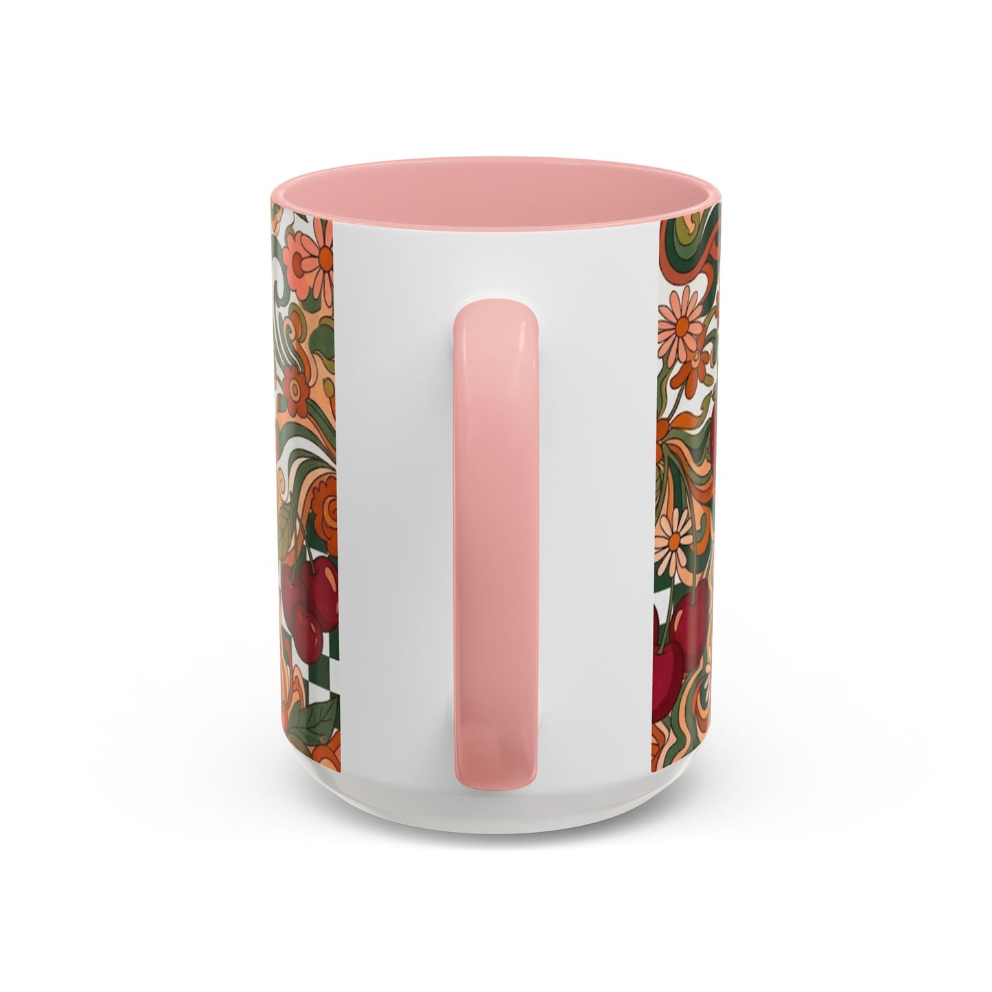 Vintage Cherry Strawberry Pattern Accent Mug | 11oz 15oz