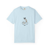 French Bulldog on Bicycle T-shirt | Cute Dog Illustration, 'Oui!' Text