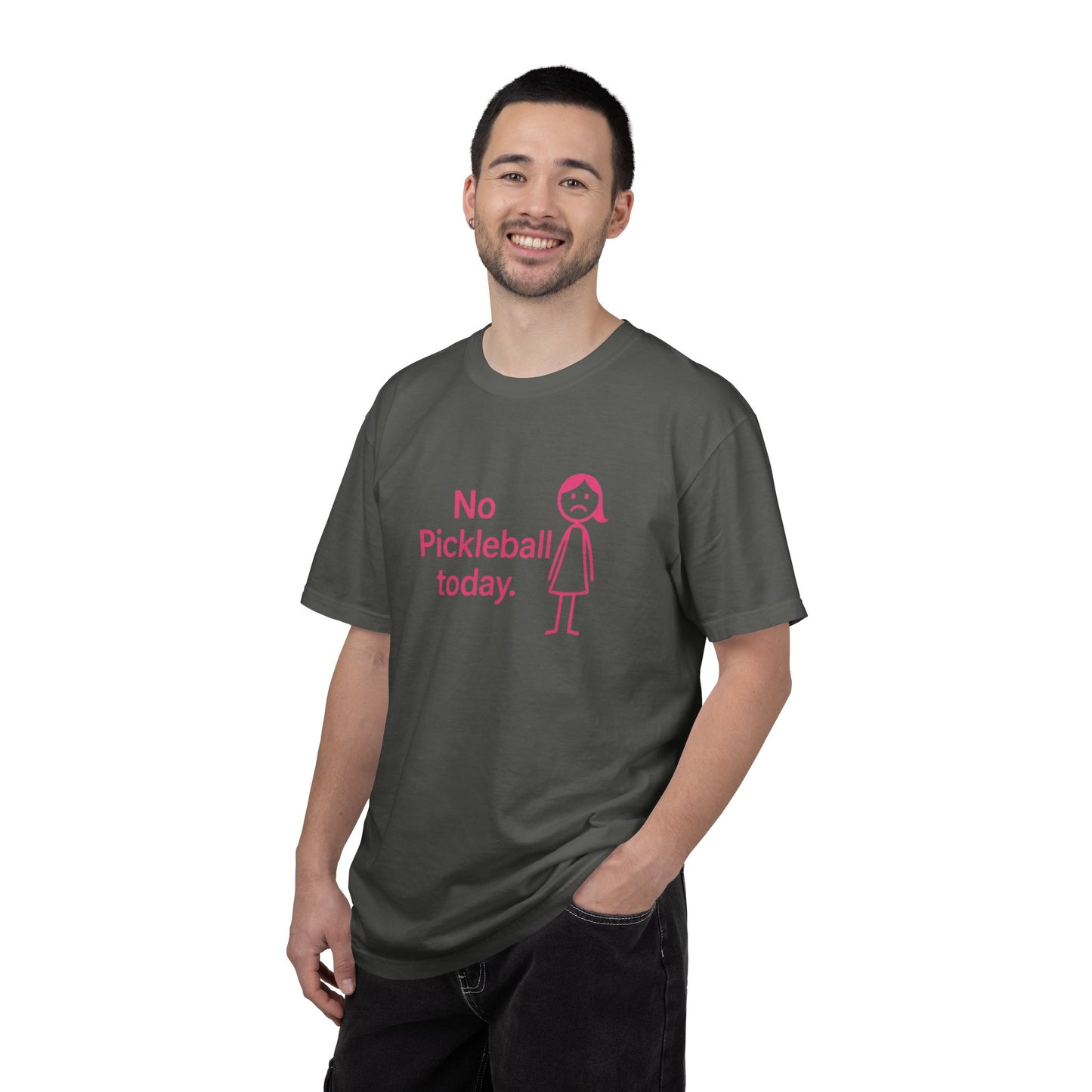 No Pickleball Today T-shirt | Funny Pickleball Saying, Pink Stick Figure Design