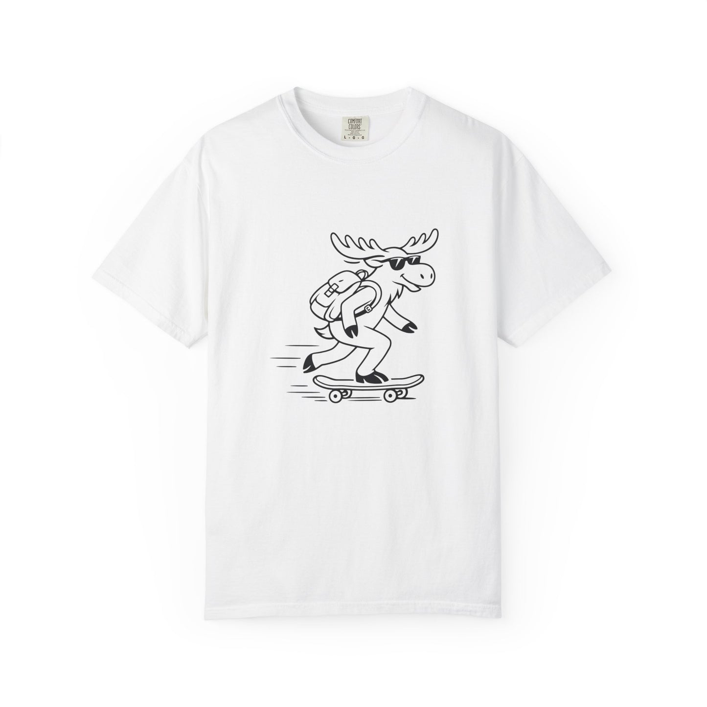 Skateboarding Moose T-shirt | Skateboard Cartoon Graphic Tee