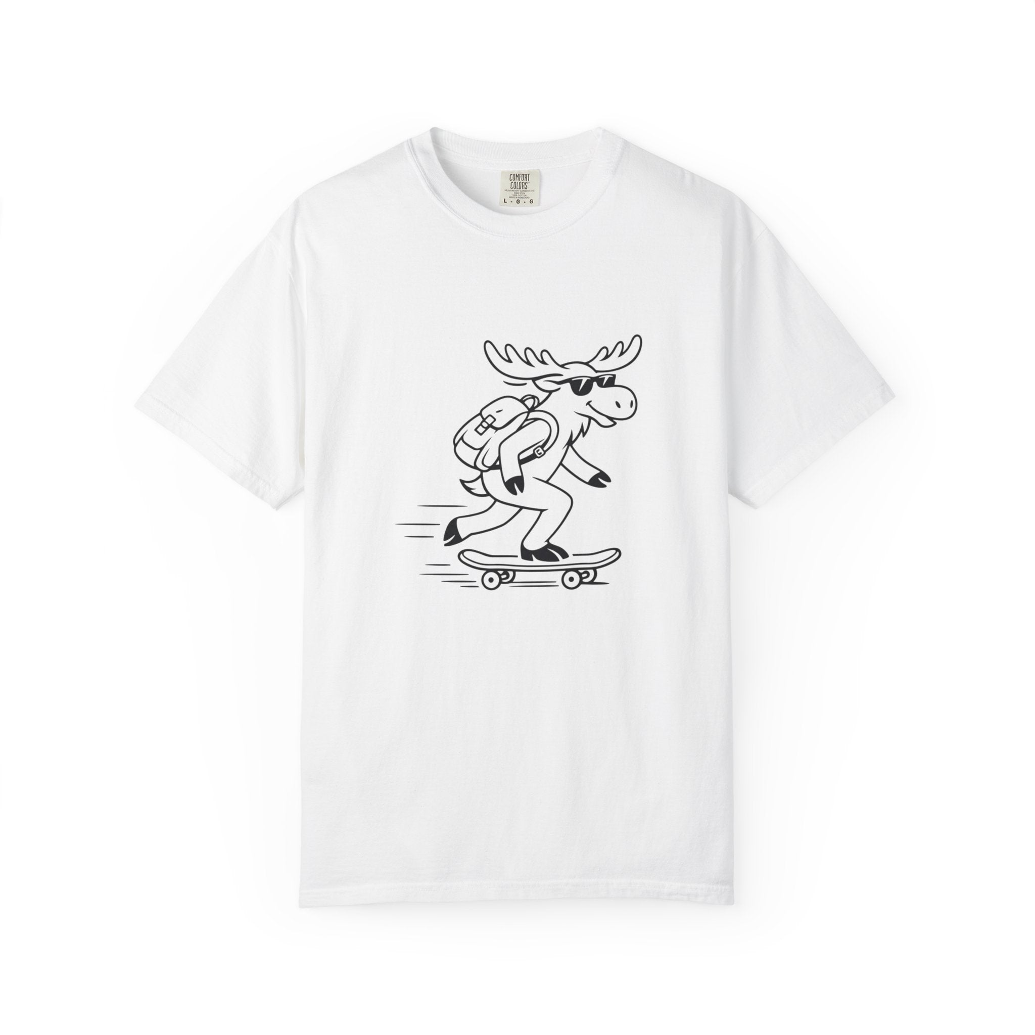 Skateboarding Moose T-shirt | Skateboard Cartoon Graphic Tee