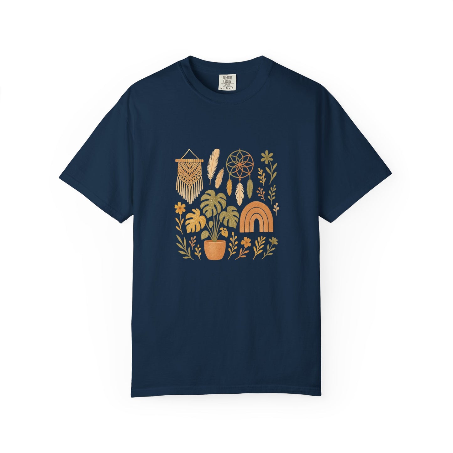 Boho Plants and Dreamcatcher T-Shirt | Rainbow, Monstera, Macrame