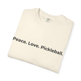 Peace. Love. Pickleball. T-Shirt | Minimalist Text Tennis Paddle Shirt