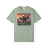 Catzilla Pickleball Destroyer T-shirt | Kaiju Cat Samurai, Mount Fuji Cherry Blossoms