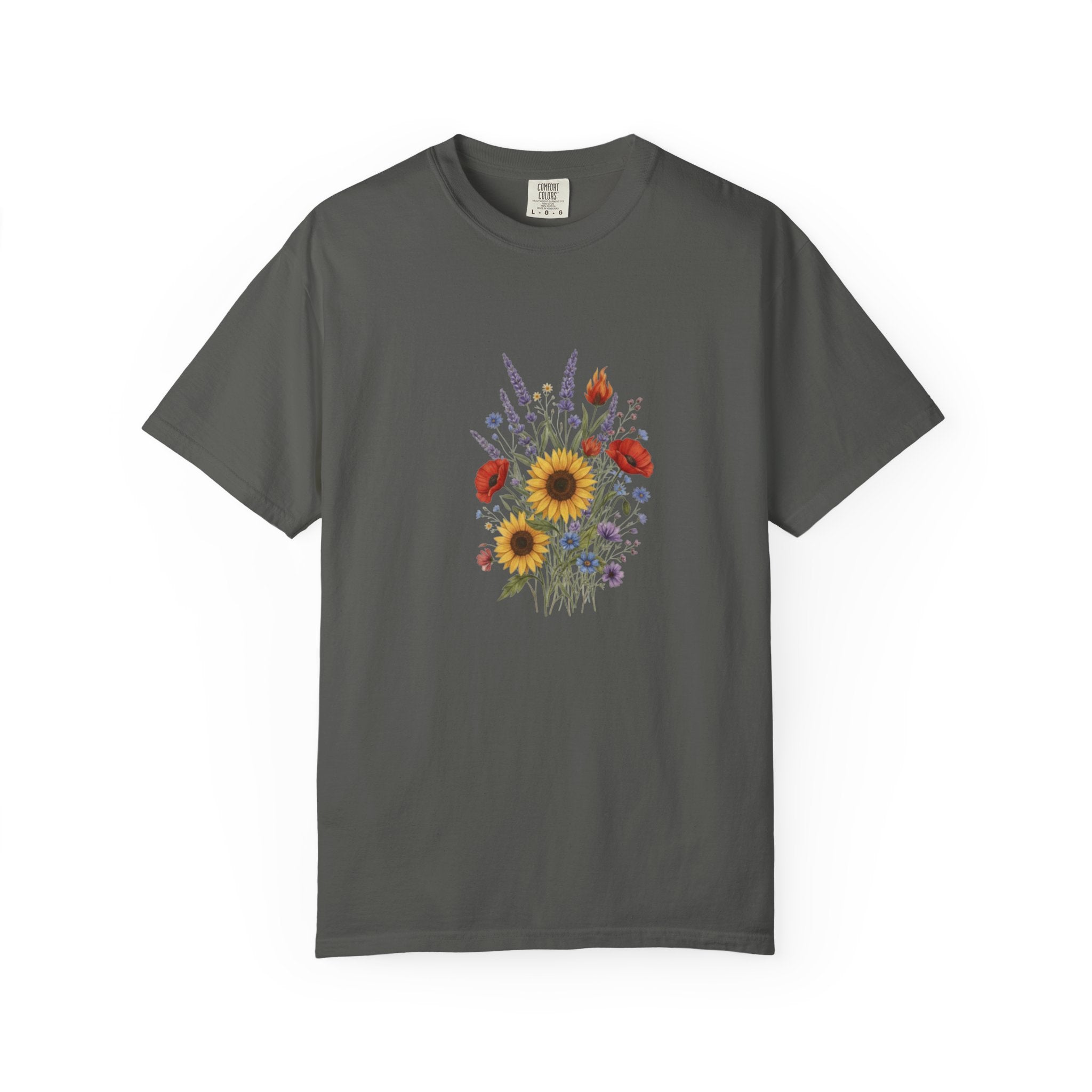 Sunflower and Wildflower Bouquet T-Shirt | Floral Botanical Garden Tee