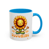 Blooming Sunflower Mug | Yoga Meditating Sunflower Ceramic Mug