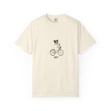French Bulldog on Bicycle T-shirt | Cute Dog Illustration, 'Oui!' Text