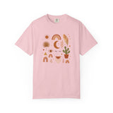 Boho Icons Mosaic T-Shirt | Crescent Moon Cactus Rainbows