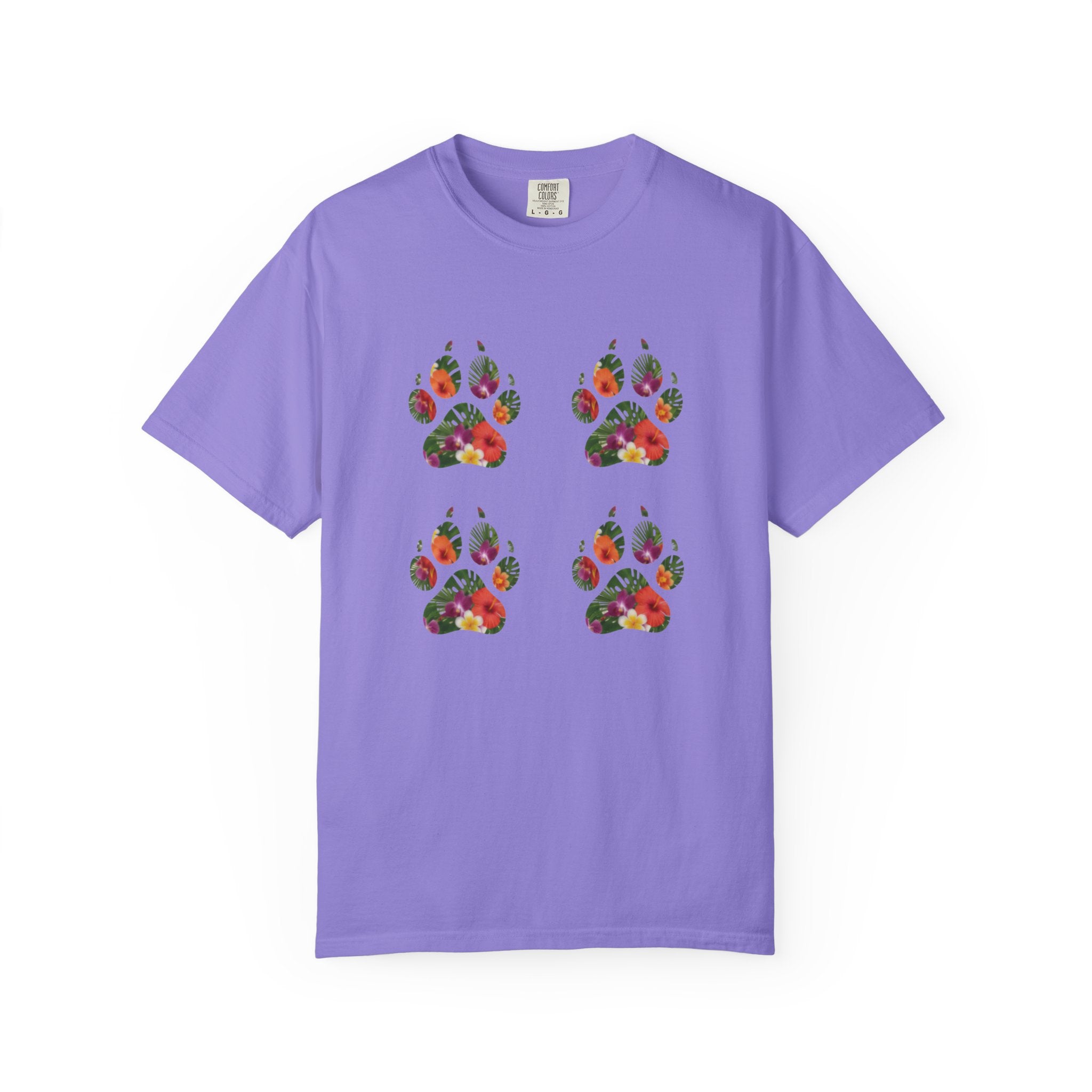 Floral Puppy Paws T-shirt | Dog Lover Tee