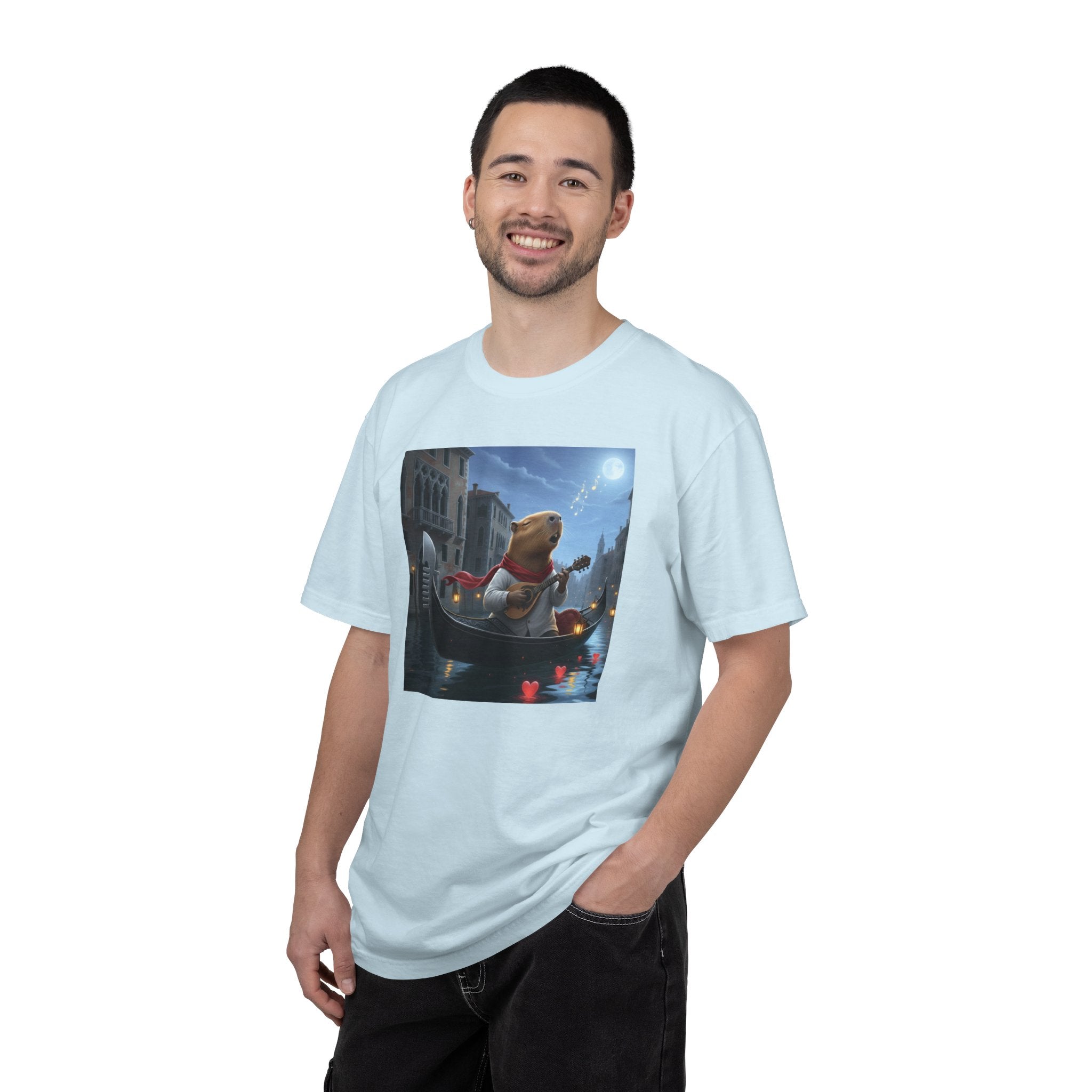 Capybara Gondolier Venice Night T-shirt | Romantic Venetian Canal Illustration