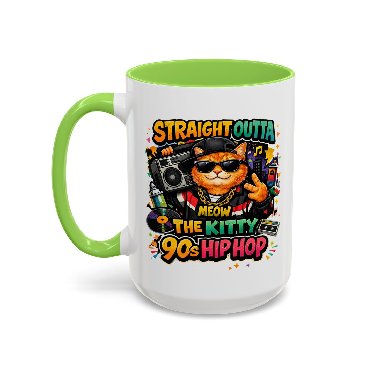 Straight Outta Meow The Kitty 90s Hip Hop Mug | Color Accent