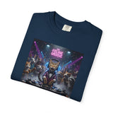 Feline Groove DJ Cat Illustration T-Shirt | Retro Neon Club Scene