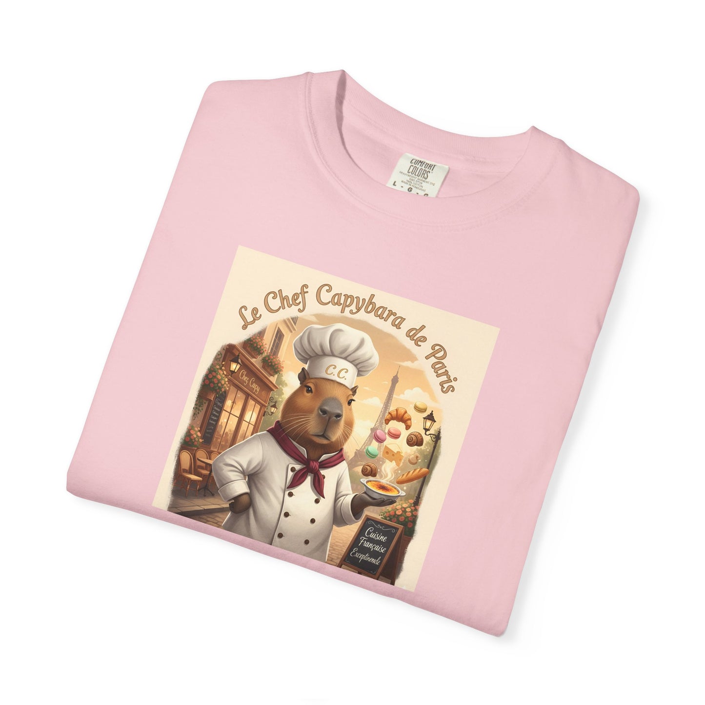Vintage French Pâtissier Capybara Chef T-shirt | Bakery Illustration