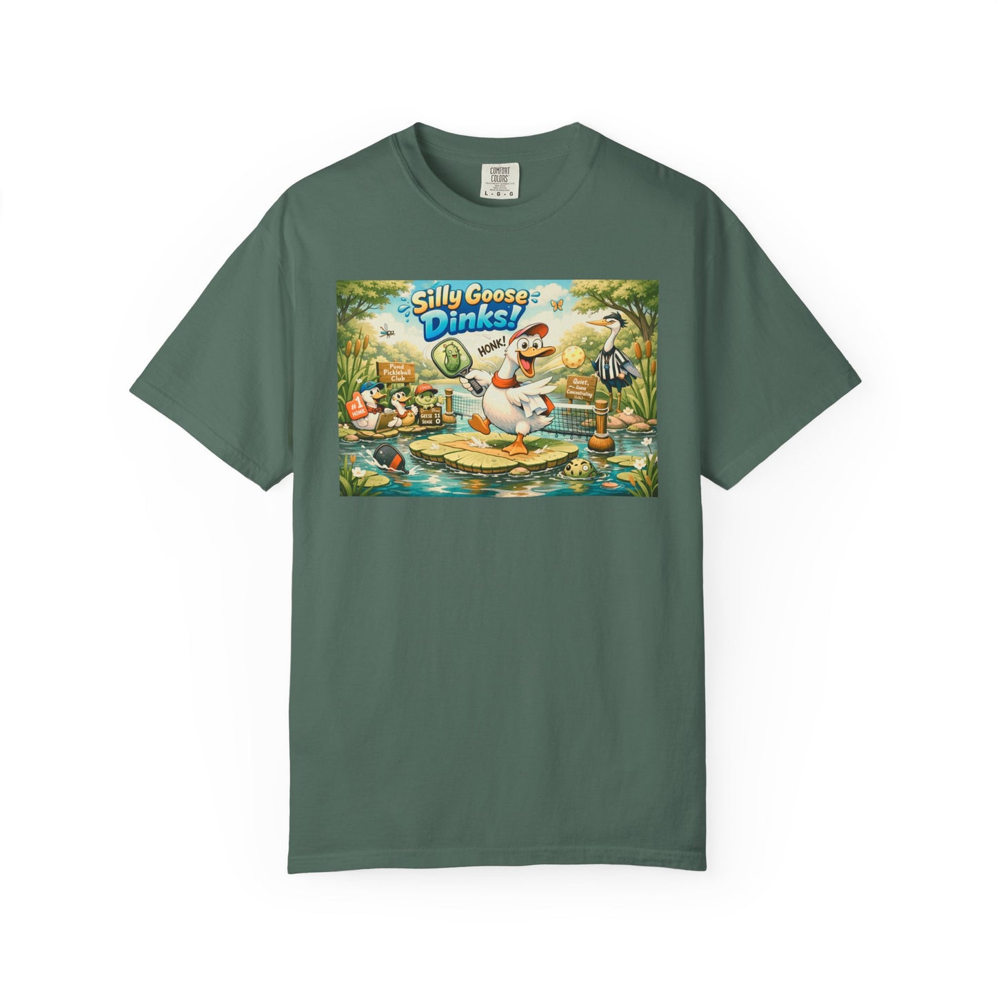 Silly Goose Dinks Cartoon Goose T-Shirt | Vintage Picnic Pond Illustration