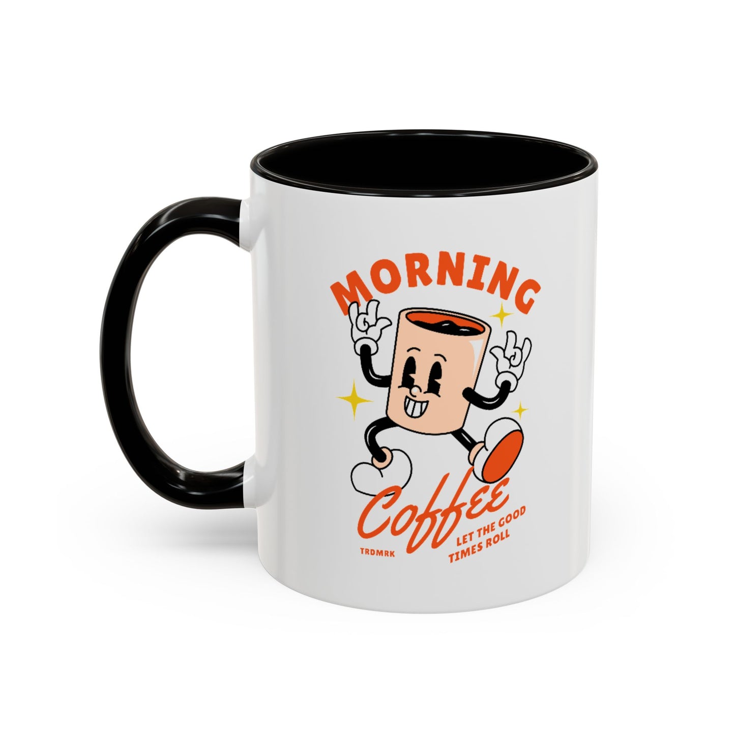 Morning Coffee Mug | Retro Cartoon Coffee Cup, Colorful Ceramic