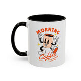 Morning Coffee Mug | Retro Cartoon Coffee Cup, Colorful Ceramic