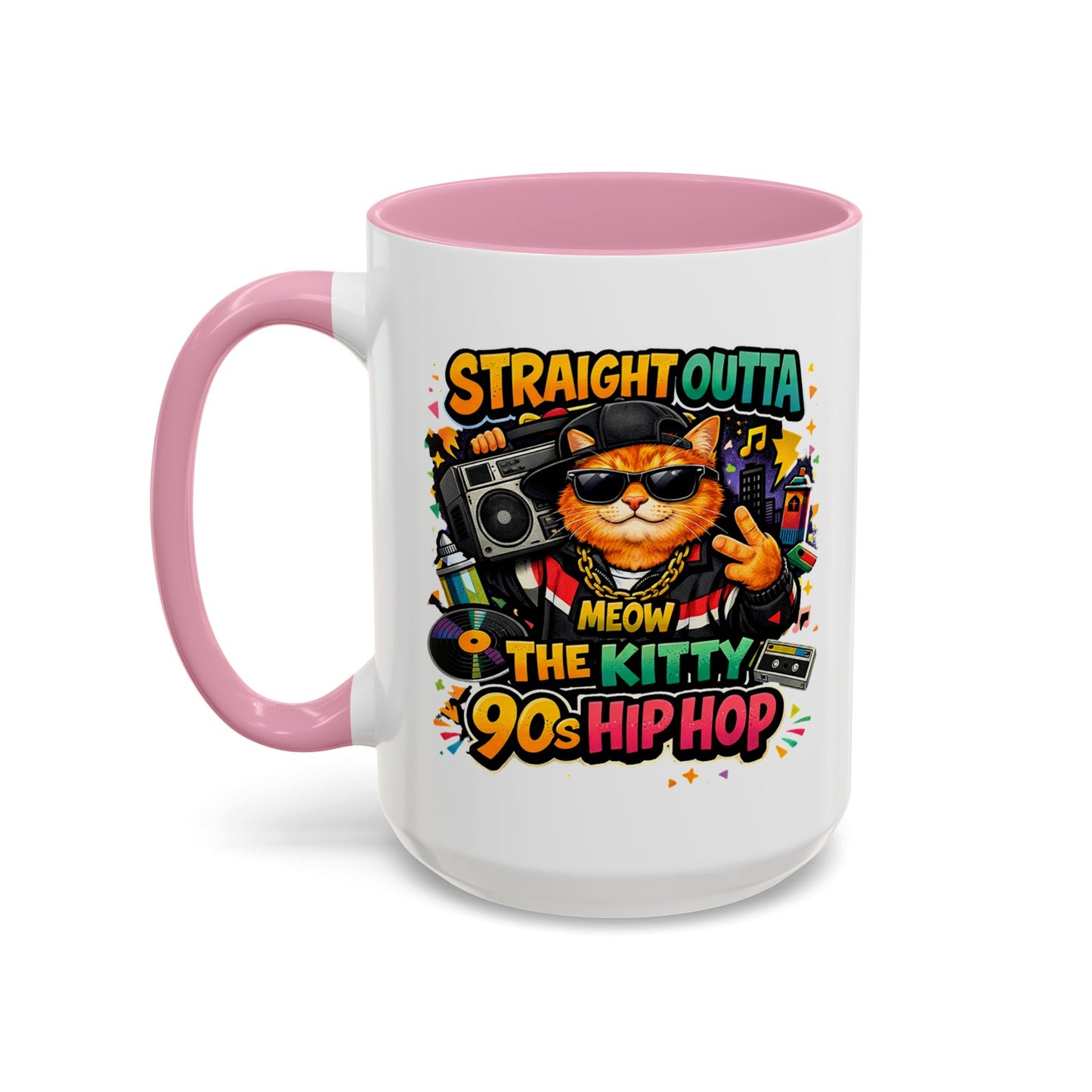 Straight Outta Meow The Kitty 90s Hip Hop Mug | Color Accent