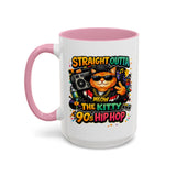 Straight Outta Meow The Kitty 90s Hip Hop Mug | Color Accent
