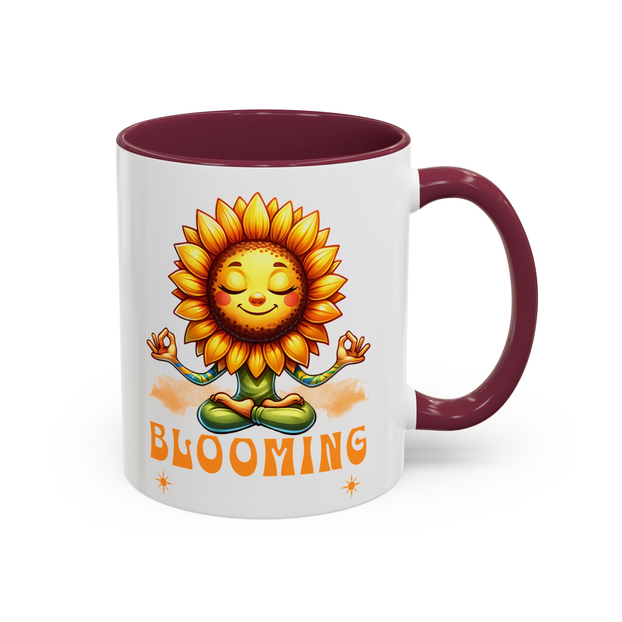 Blooming Sunflower Mug | Yoga Meditating Sunflower Ceramic Mug