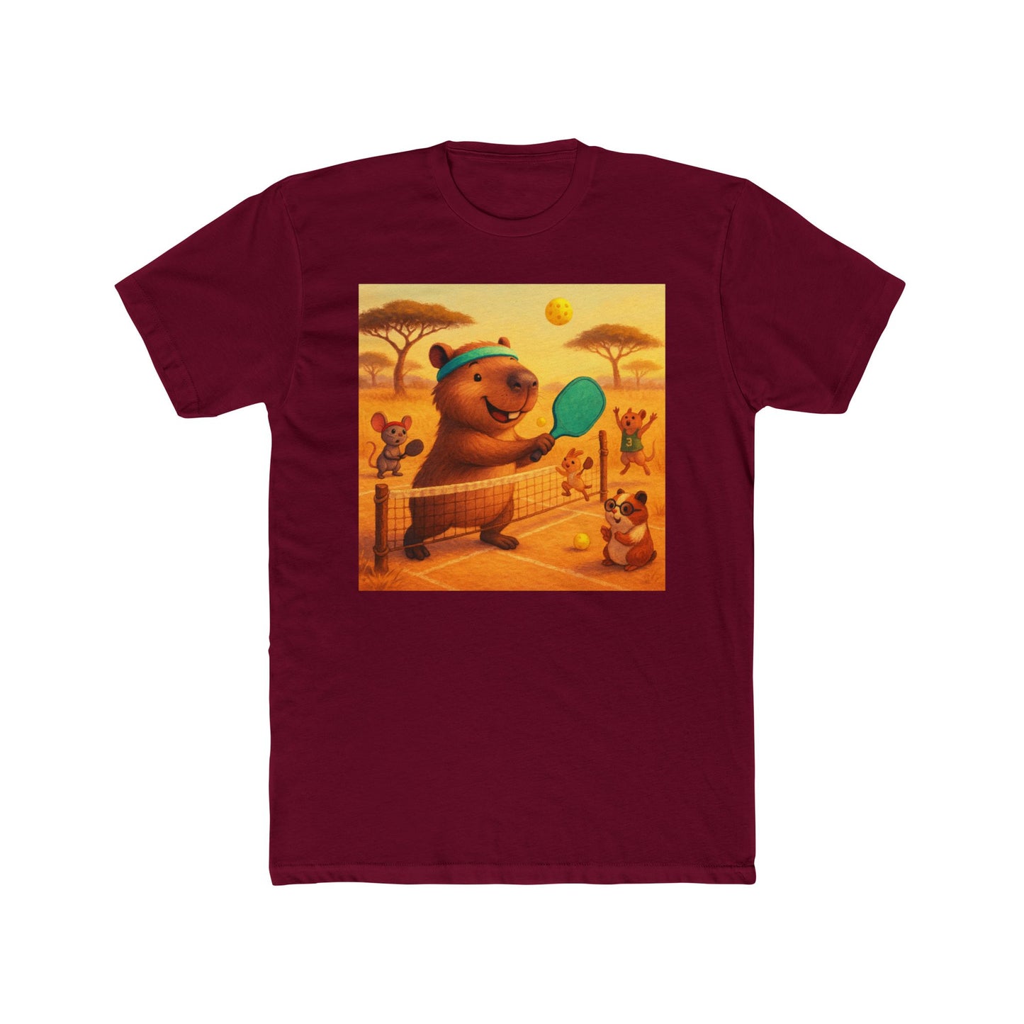 Capybara Playing Pickleball T-Shirt | Retro Sports Animal Illustration