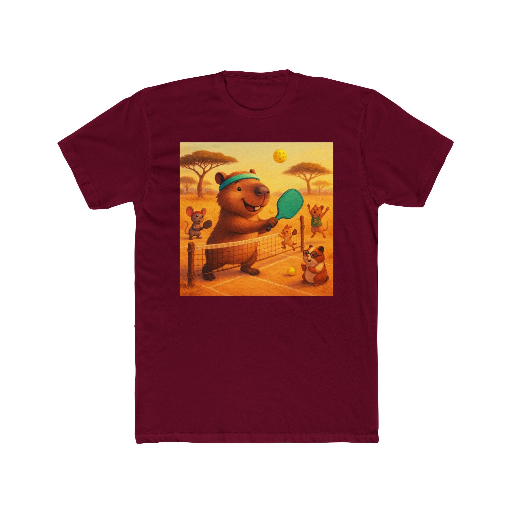 Capybara Playing Pickleball T-Shirt | Retro Sports Animal Illustration
