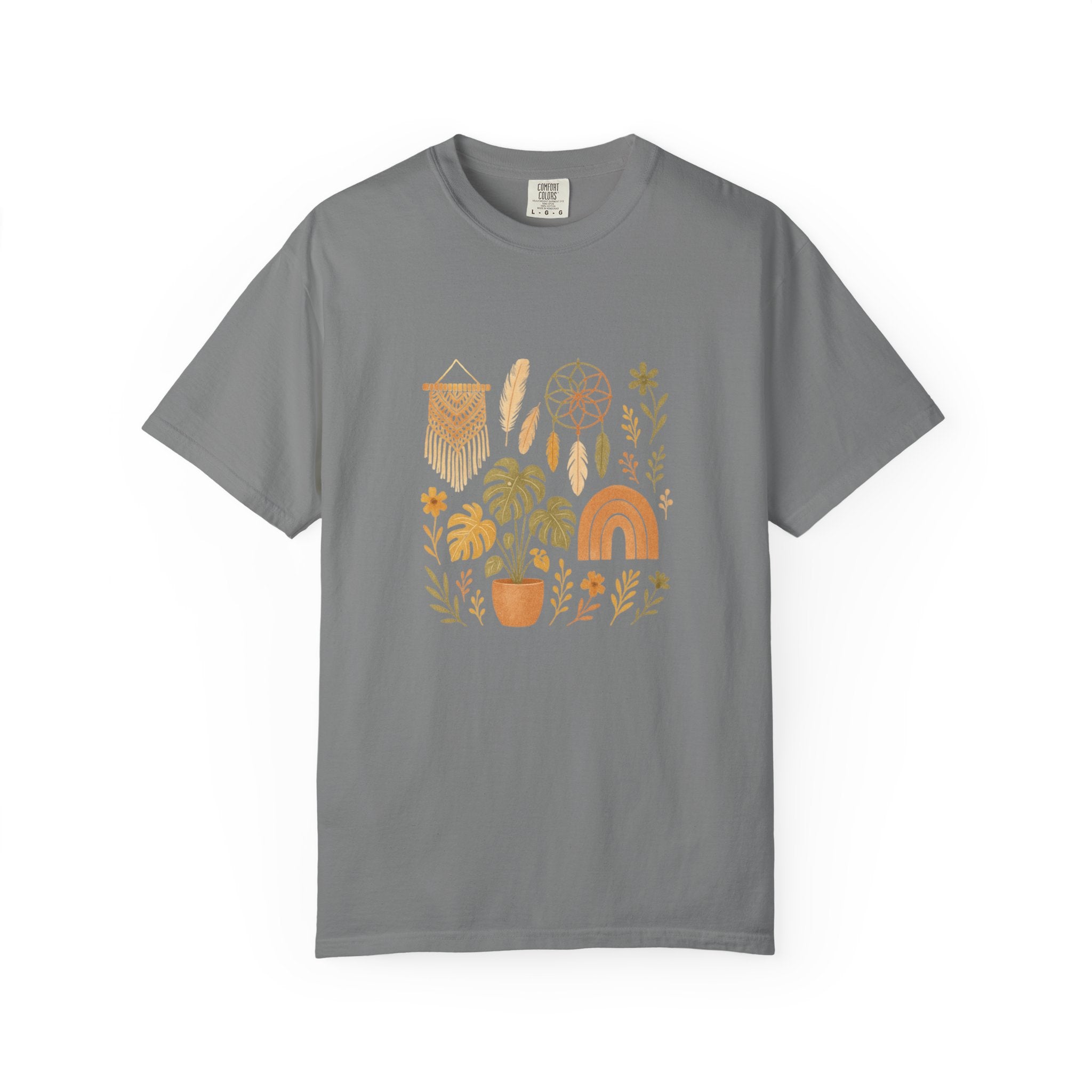 Boho Plants and Dreamcatcher T-Shirt | Rainbow, Monstera, Macrame