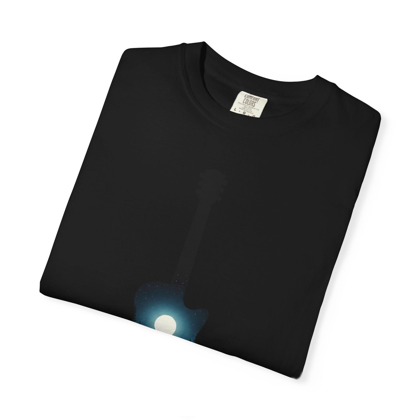 Moonlit Acoustic Guitar T-Shirt | Night Sky Guitar Silhouette