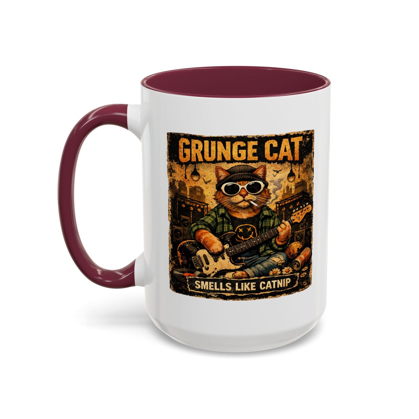 Grunge Cat Smells Like Catnip Mug | Ceramic Coffee Cup