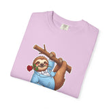 Sloth with Rose on Branch T-shirt | Cute Relaxed Animal Tee