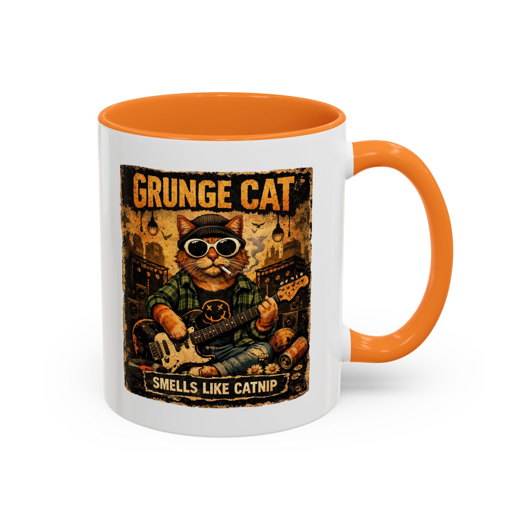 Grunge Cat Smells Like Catnip Mug | Ceramic Coffee Cup