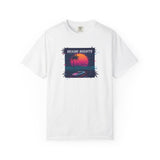 Miami Nights Sunset Palm T-shirt | Retro Vaporwave Beach Scene