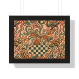 Retro Floral Checkerboard Poster