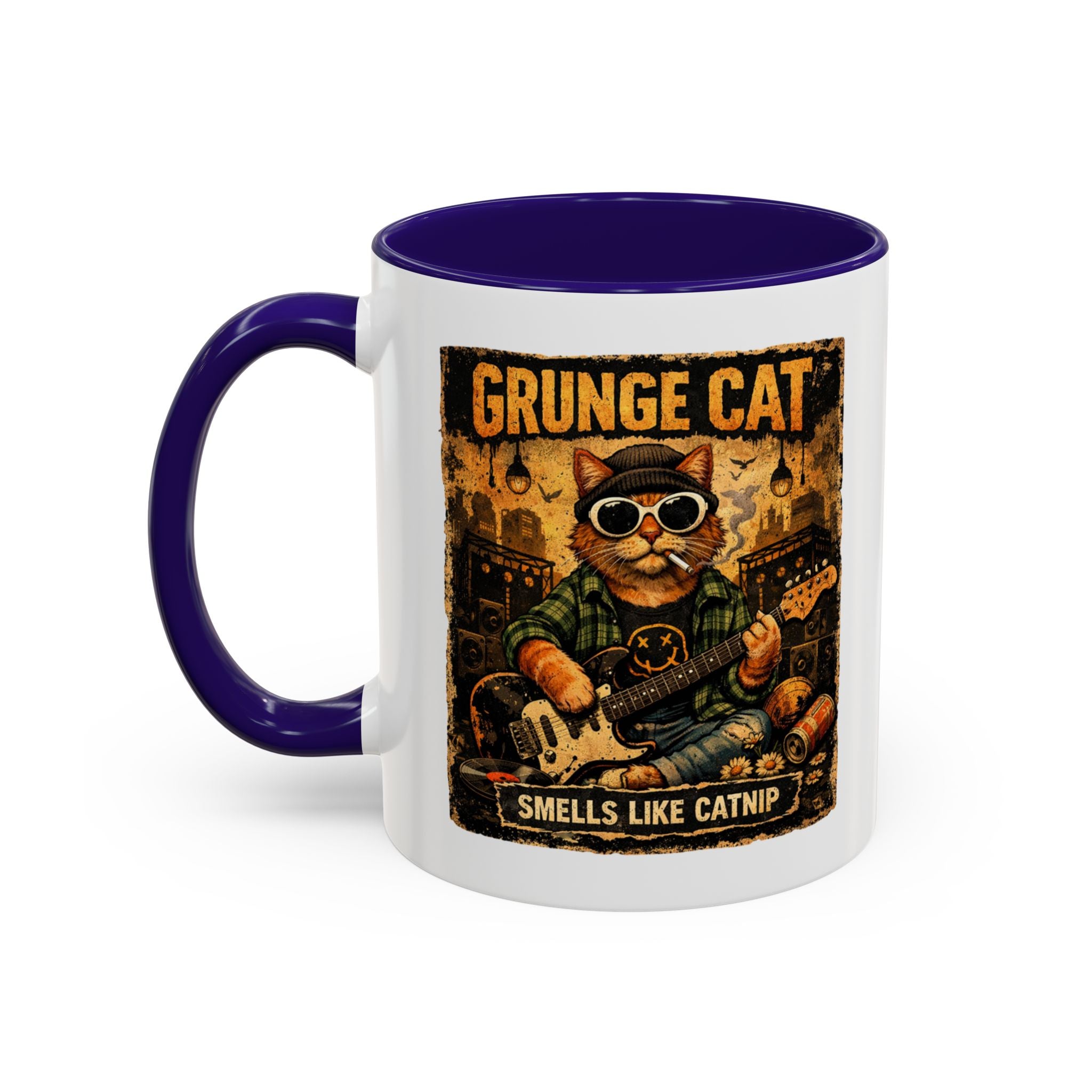 Grunge Cat Smells Like Catnip Mug | Ceramic Coffee Cup
