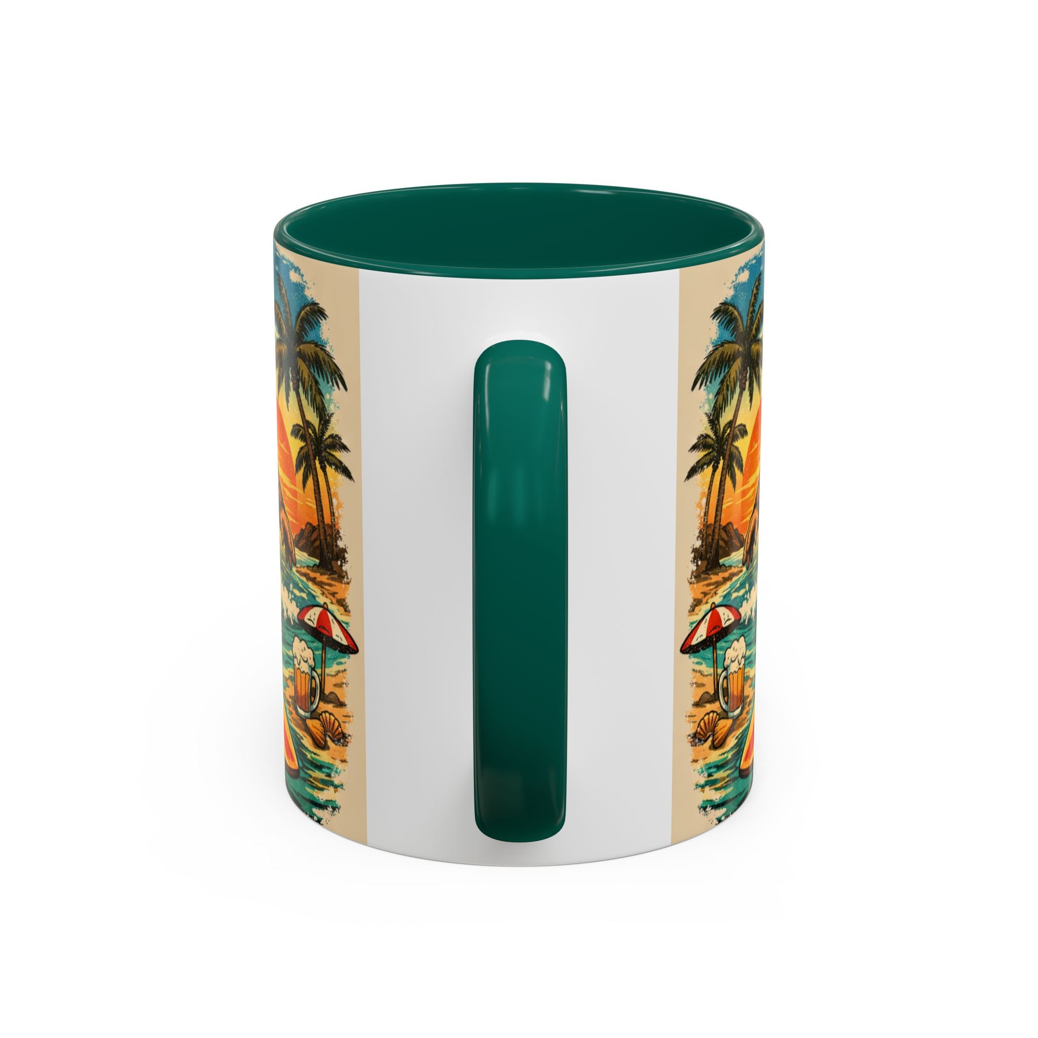 Surfing Bigfoot Mug | Retro Beach Sunset Bigfoot Wave Coffee Cup