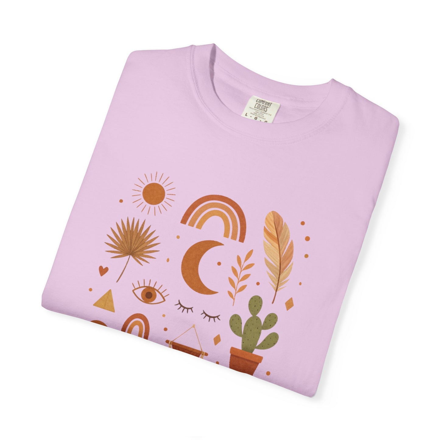 Boho Icons Mosaic T-Shirt | Crescent Moon Cactus Rainbows
