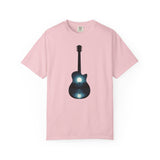 Moonlit Acoustic Guitar T-Shirt | Night Sky Guitar Silhouette