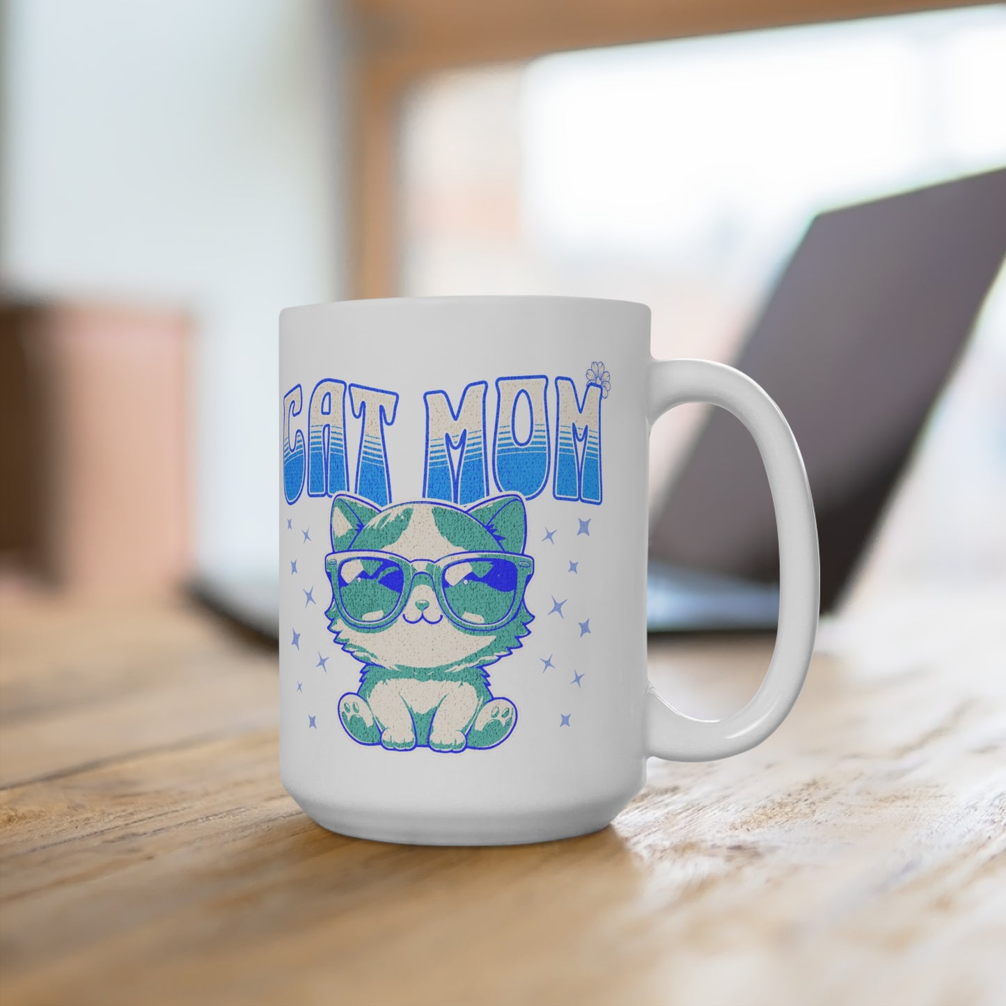 Cool Cat Mom Sunglasses Kitty Mug 15oz | Stars Kitten Pet Ceramic