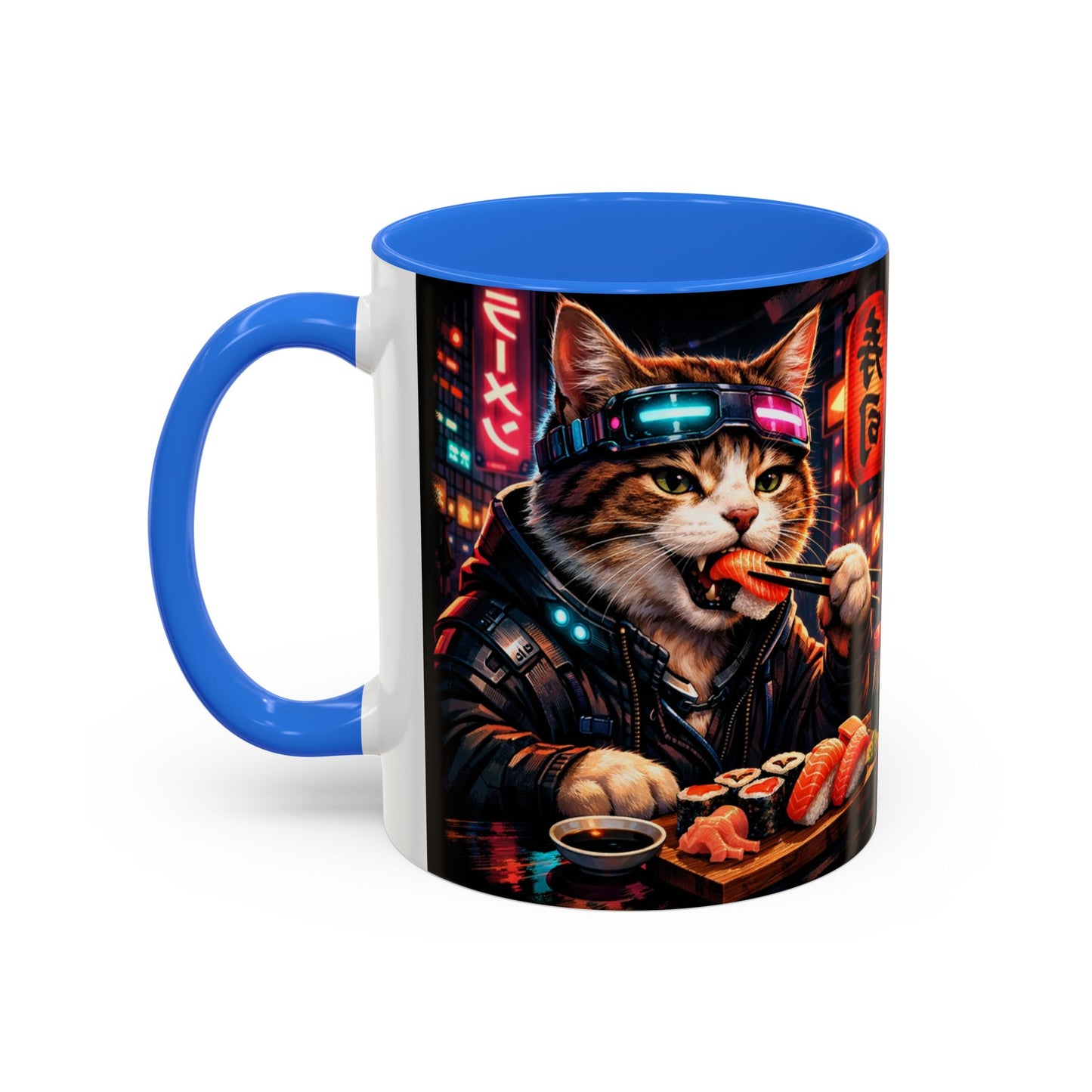 Cyberpunk Sushi Cat Mug | 11oz 15oz Ceramic Coffee Cup