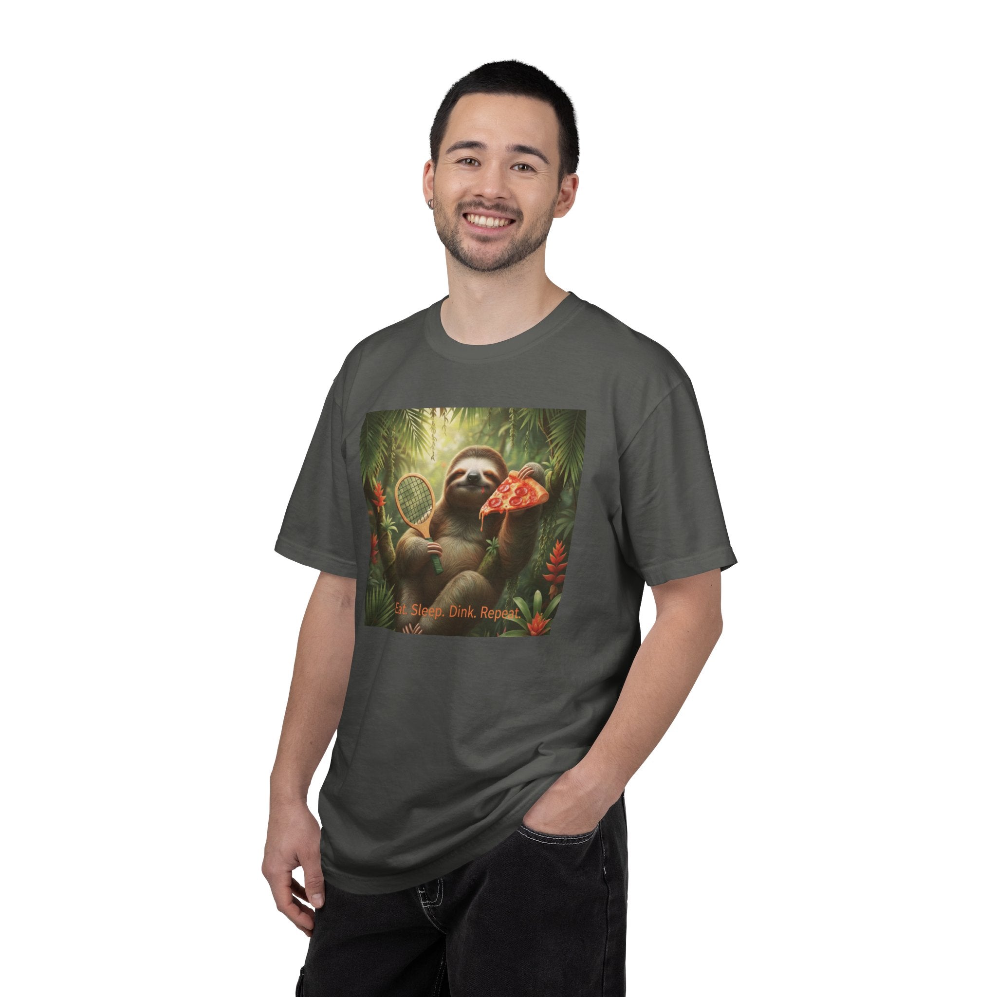 Sloth with Pizza and Pickleball Racket T-shirt | Eat Sleep Drink Repeat